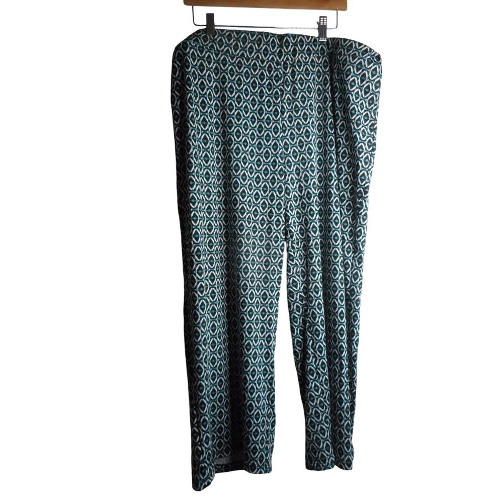 Emaline woman Black Blue abstract Sz 1X cropped pant elastic Waist - Picture 1 of 4
